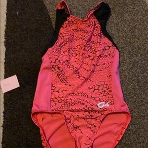 GK leotard pink with black trim
